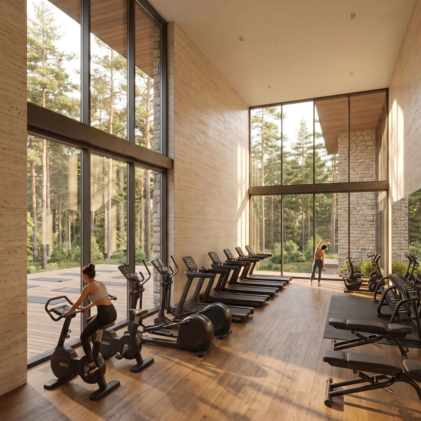 Ormana bakan fitness salonu